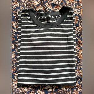 lulu lemon athletica All Yours Cotton T-Shirt in Grey and White Stripe